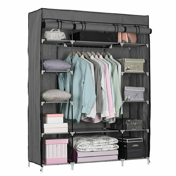 Portable Clothes Closet Wardrobe Storage Organizer with Non-Woven Fabric Cover Easy to Assemble