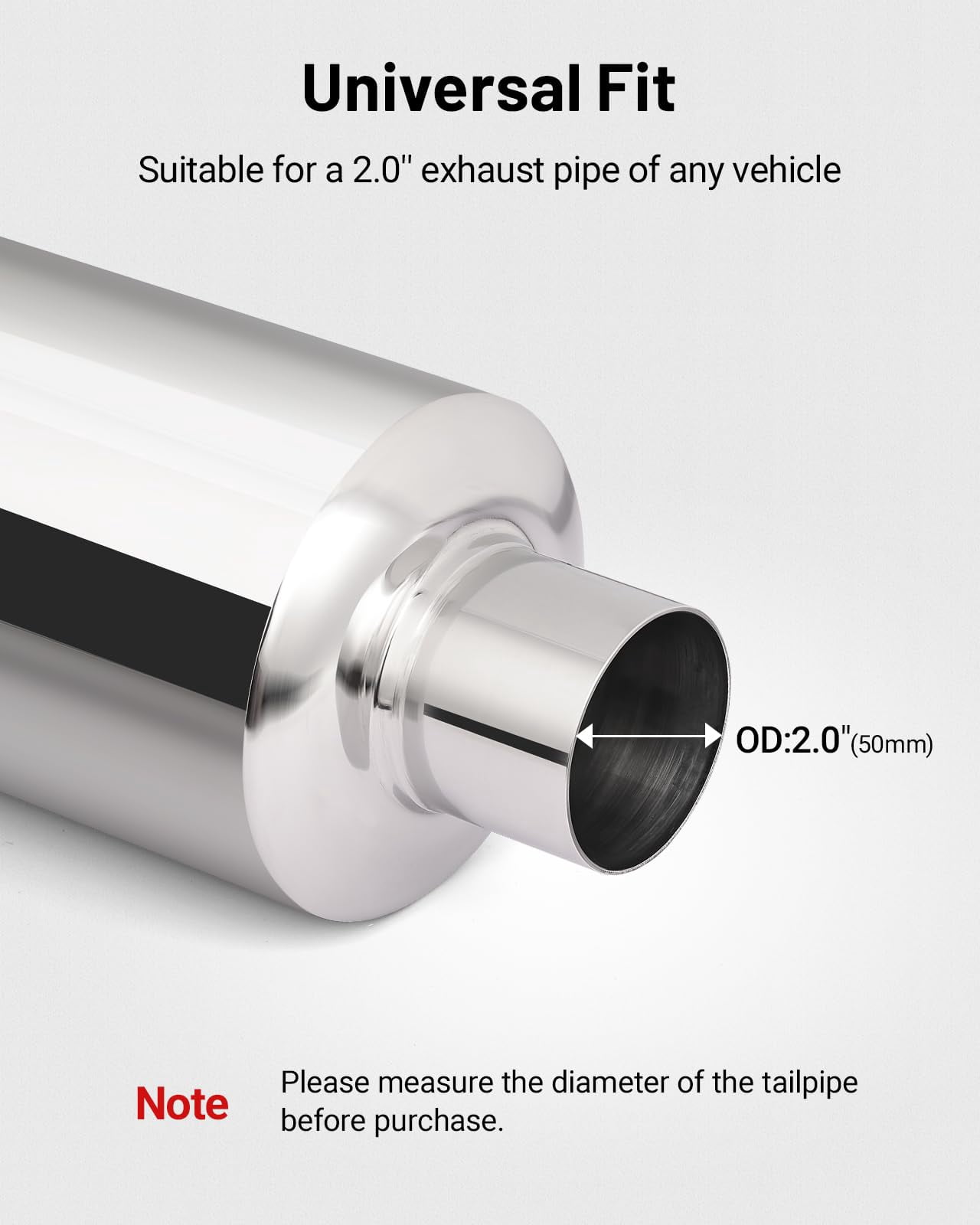 High Performance N1 Universal Exhaust Muffler - 2" Inlet, 3" Outlet, Straight Blue Burnt Tip, Moderate Sound for All Cars