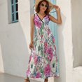 thumbnail image 5 of Rose Wild Fruit Flower Oil Painting Dress Summer Street Style Bohemia Long Dresses Female Sleeveless Printed Maxi Dress, 5 of 9