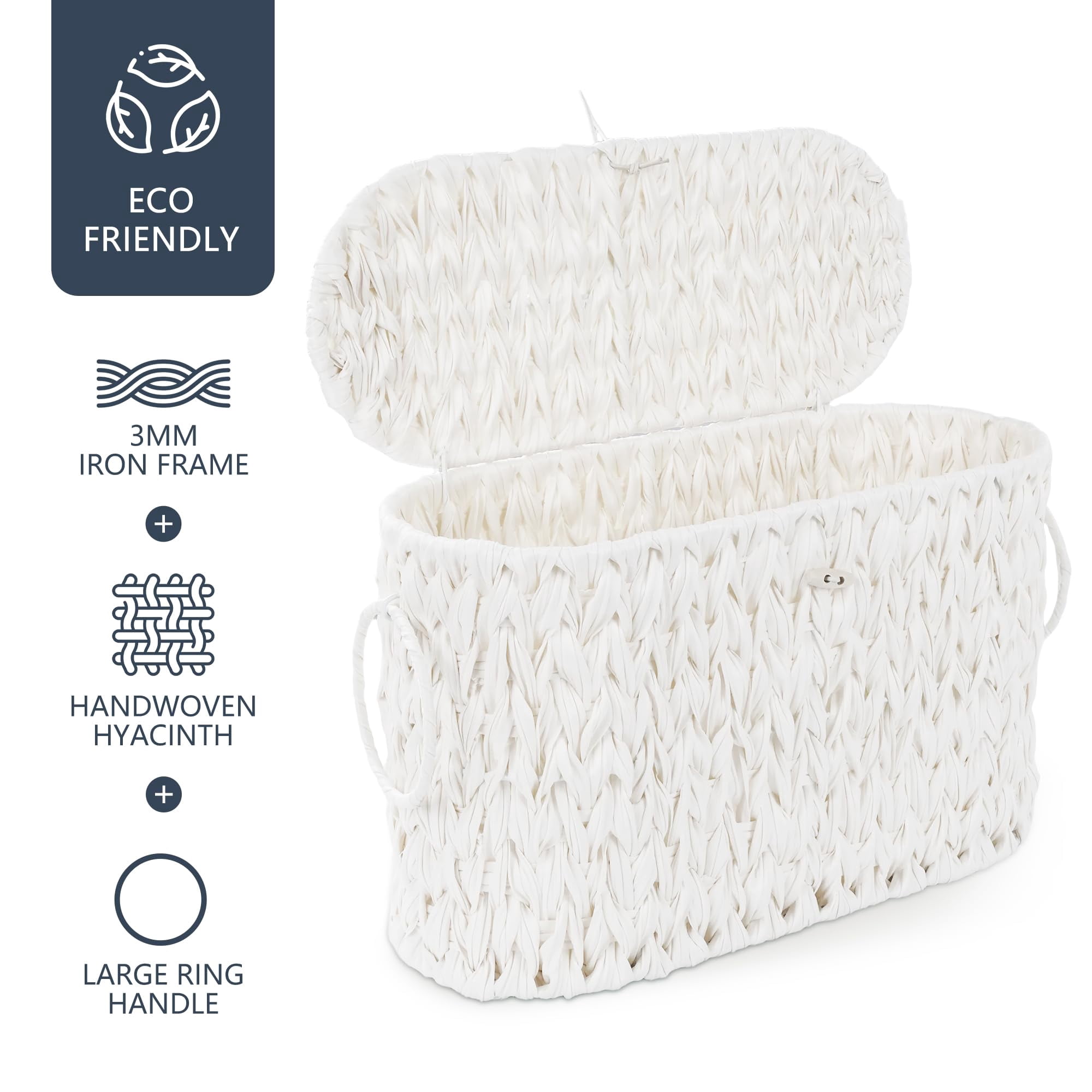 Toilet Paper Basket Wicker Storage With Lid Decorative Boho For Bathroom Free Standing-cream White
