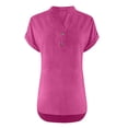 thumbnail image 4 of WTXUE Linen Shirts for Women Summmer Short Sleeve Casual Tops Button Henley Neck Dressy Casual Tunic Blouse Soft Comfy Shirt Tunic Tops Casual Shirts Lightweight Blouses Tunic Shirts Hot Pink S, 4 of 8