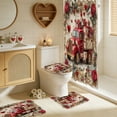 thumbnail image 6 of Lunxisen 2 Pcs Valentines Shower Curtain Sets for Bathroom Decor Cute Bathroom Accessories Knot Aesthetic Shower Curtain Sets with Towels Carpet Bath Mat Toilet Rugs, 6 of 9