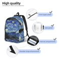 thumbnail image 3 of Disketp The Starry Night print Canvas Backpack Lightweight Travel Daypack Student Rucksack Laptop Backpack-Small, 3 of 5
