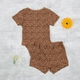 thumbnail image 3 of Fesfesfes Newborn Infant Baby Bodysuit Boys Girls Ribbed Leopard Print Romper Short Outfits Set, 3 of 9