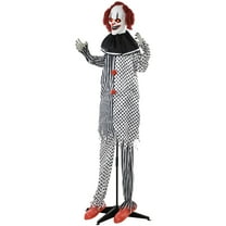 HOMCOM 6' Clown Animatronic, Red Haired Life Size Outdoor Halloween Decoration with Motion Activated Sound & Light Up Eyes