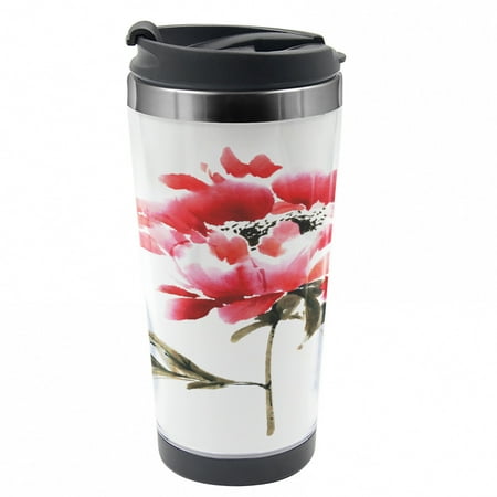 

Art Travel Mug Japanese Ink Wash Painting Steel Thermal Cup 16 oz by Ambesonne
