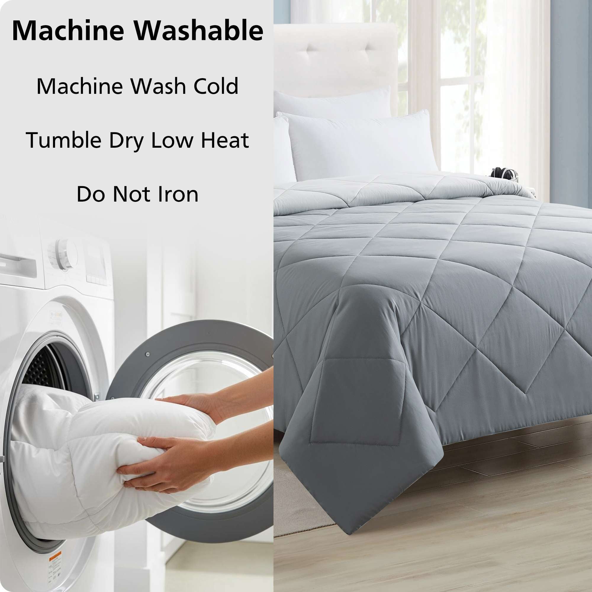 Mainstays Reversible Microfiber Comforter, Grey, Full/Queen