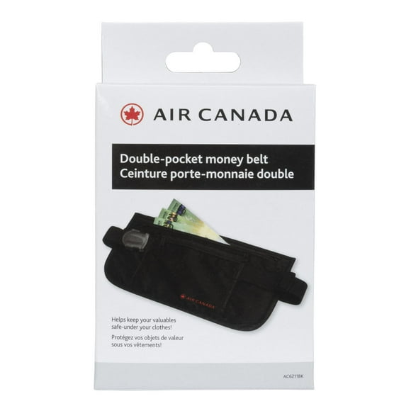 Air Canada Double Pocket Money Belt Zipper, Max 45" (114cm)
