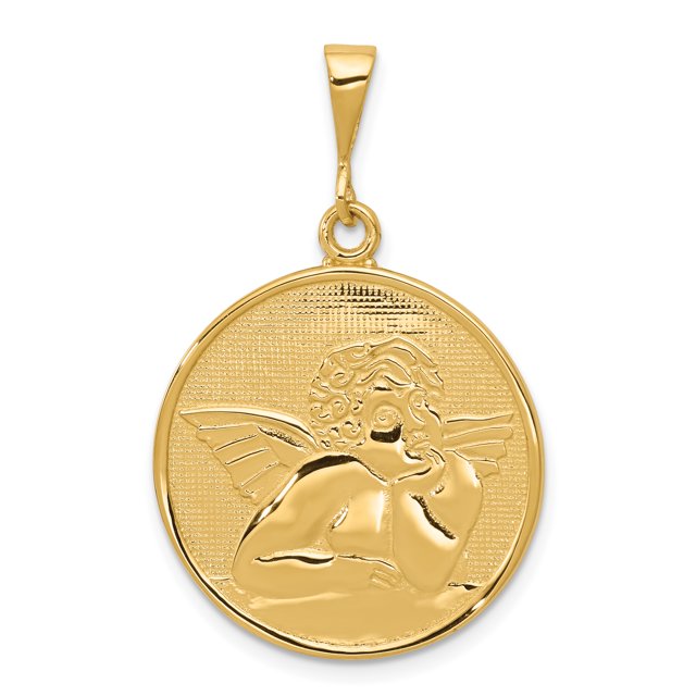Collier Pendentif Ange en Or Jaune 14k Religieux