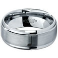 thumbnail image 2 of Tungsten Quarter Note Music Band Ring 8mm Men Women Comfort Fit Gray Step Bevel Edge Brushed Polished, 2 of 4