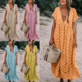 thumbnail image 3 of ITFABS Robes Décontractées à Manches Courtes pour Femmes, Imprimé Floral, Maxi, Amples, Robes de Plage, 3 of 3