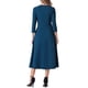 thumbnail image 3 of Vestido de trabajo para mujeres INSPIRE CHIC, corte A, mangas 3/4, vestido midi elegante, azul oscuro, talla S, 3 of 6