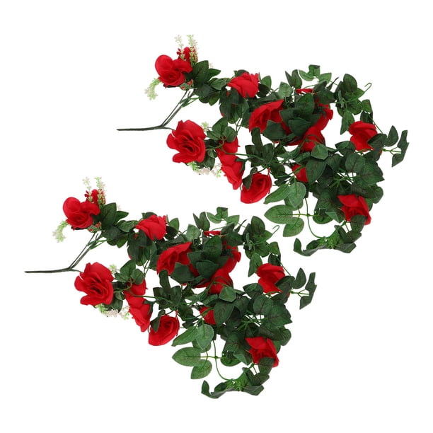 WEUVEB 2Ud Guirnalda De Rosas Artificiales Rojas Para Del Hogar Y Oficina