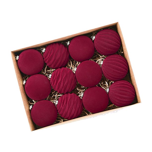 EZLIFE Juego de 12 bolas de terciopelo para adornos navideños, bolas de plástico para colgar en el árbol de Navidad, para decoración de bodas, fiestas y fiestas navideñas, J0P9