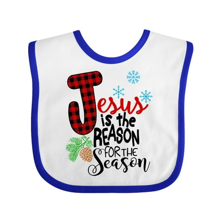 

Inktastic Jesus is the Reason for the Season Pinecone and Snowflakes Gift Baby Boy or Baby Girl Bib