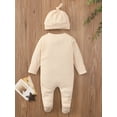 thumbnail image 3 of Qmyliery Babies Clothes Casual Set, Solid Color Long Sleeve Footed Romper and Cap, 3 of 9