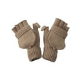 thumbnail image 1 of Winter Fingerless Flap Knit Mitten Convertible Flip Gloves - Khaki, 1 of 2