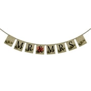 GCKG MR & MRS Wedding Banner Bunting,Sweet Heart Exquisite Wedding Rings Background Banner Garland Flag for Wedding Bridal Shower Engagement Party Decoration Photo Props