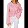 thumbnail image 1 of Suéteres de Mujer de Punto con Cuello Redondo, Informales, de Larga, Estilo Túnica de Otoño. Rosa S, 1 of 10