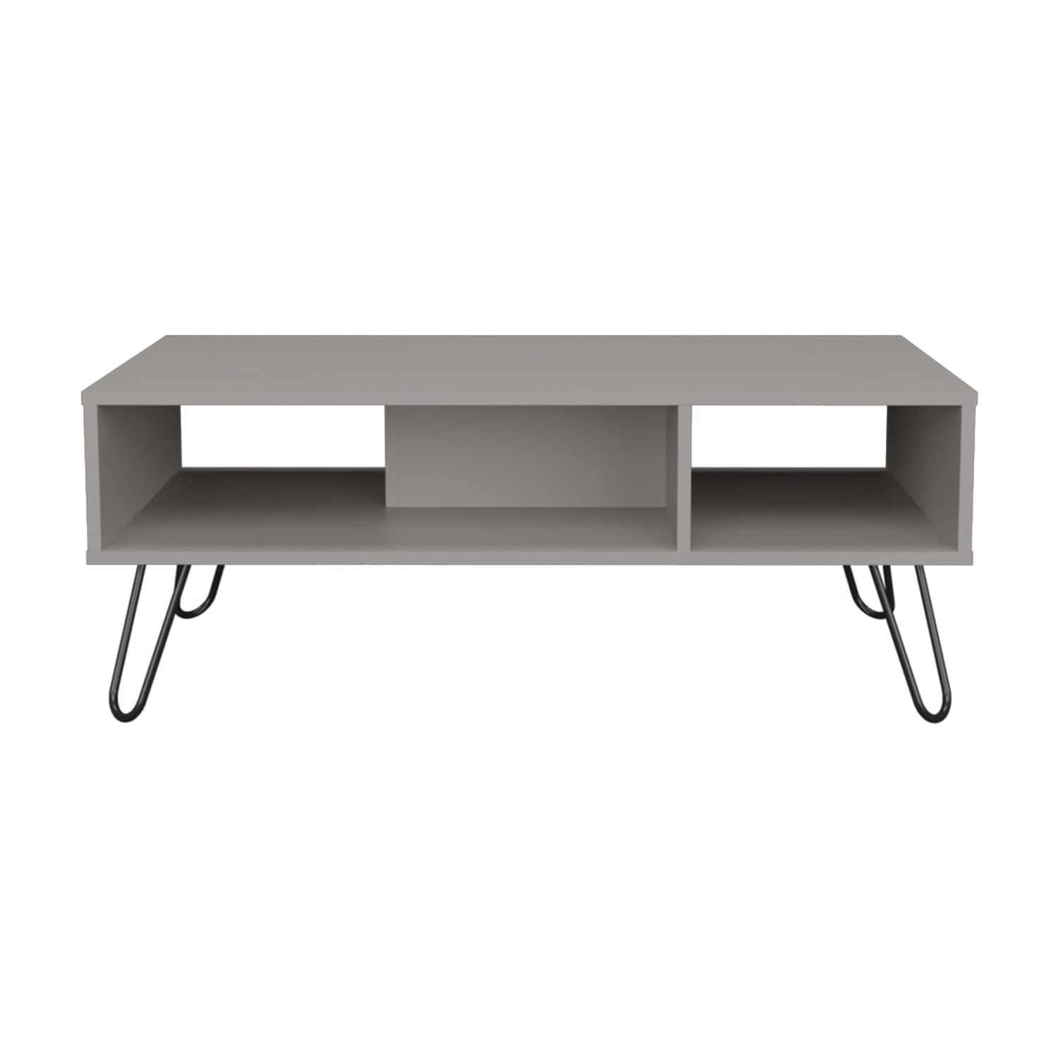 Coffee Table with 2 Shelves, Modern White Finish