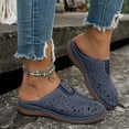 thumbnail image 2 of Dakaela Closed Toe Clogs for Women Comfortable Low Wedge Slip on Mules Summer Casual Walking Platform Slides Hollow Flower Dressy Shoes Size 6-10 Blue, 2 of 8