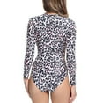 thumbnail image 3 of Hicidod One Piece Rash Guard Swimsuits for Women Printed Long Sleeve Zipper Swimwear UV Protection Surfing Bathing Suits, 3 of 7