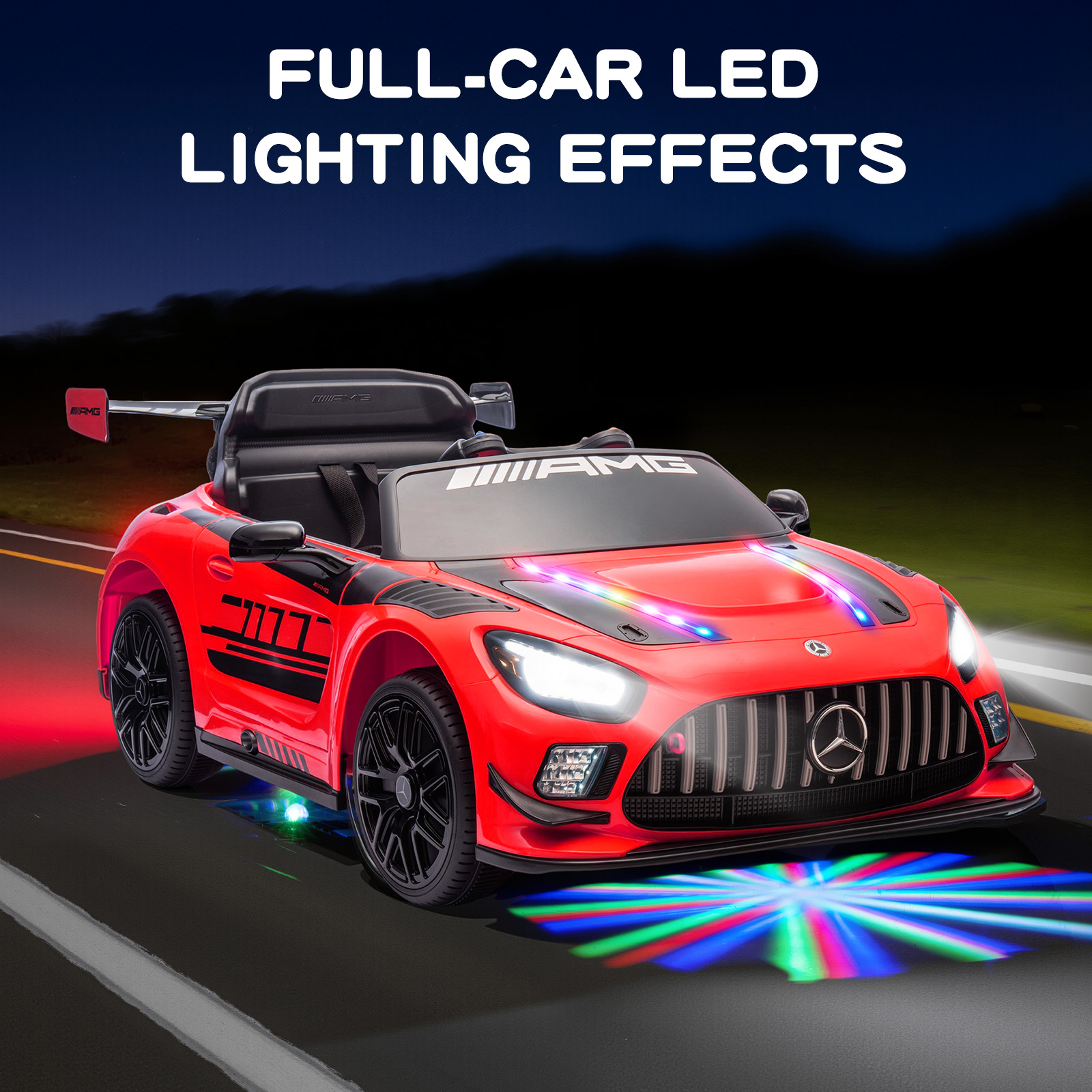 MUKIDY 12V Licensed Mercedes-Benz AMG GT3 Electric Ride on Car Toy for Toddler Kid w/ Remote Control, LED Lights, MP3 Player, Orange