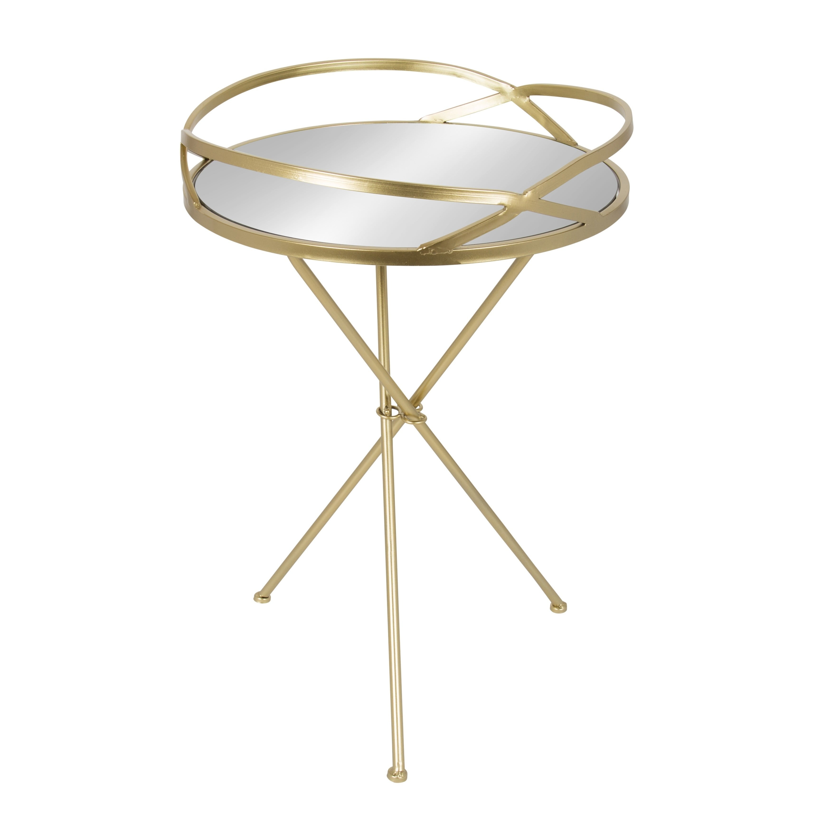 Kate And Laurel Margeilla Round Mirrored Metal Side Table