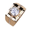 thumbnail image 3 of Valentines Day Gifts for Him Rings for Men High Carbon Diamond High Men's Diamond Ring Imitation Moissanite Gold Plated Wedding Ring Clearance Birthday Gifts for Men, 3 of 9