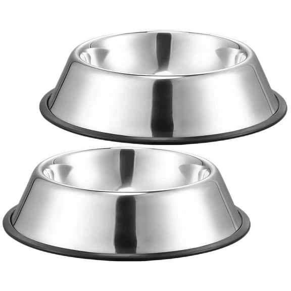 ACDANC 2Pcs Cat Food Bowl,Large Capacity Design Dog Bowls,Non-Slip Anti-Tip Dog Food Bowl,16cm,Silver2
