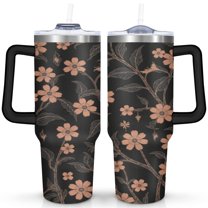 Paisley Design40 Oz Tumbler with Handle Lid and Straw, Stainless Steel Double Walled Vacuum Insulated Cup, Cute Anniversary Wedding Birthday Gifts Tumbler for Women Men Friends Outdoor Indoor