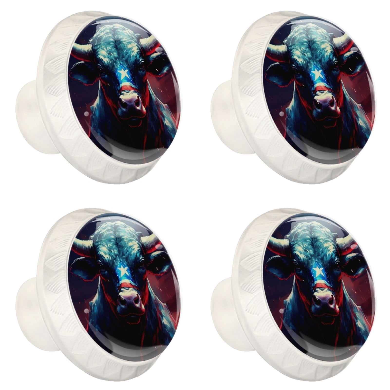4 Pcs Cow Knobs for Kitchen Cabinet Cupboard Dresser Bookcase Drawer Pulls Handles Round Home Decor