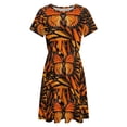 thumbnail image 4 of ORANGE MONARCH BUTTERFLY PATTERNED Dress Fashion Beach Short Sleeve Dresses Female Party Printed Sundress, 4 of 7