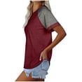 thumbnail image 6 of GA WEIHUA Women's Color Block Tunic Tops Short Sleeve T Shirts Crewneck Loose Shirts Casual Summer Tee Tshirts Blouses(Wine,XL), 6 of 9
