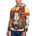 thumbnail image 3 of Pofeuu Western Desert Cactus Ram Skull Print Mens Casual Hooded Collar Drawstring Hoodies Pullover Sweatshirts Casual Long Sleeve Shirts-Large, 3 of 7