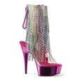 thumbnail image 2 of Pleaser 6" Rainbow Fringe Chrome Ankle Boots, 6" Pink Chrome Ankle Boots, 2 of 2