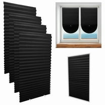 Armscye 4 Pack Blackout Blinds Shades for Windows, Non-Woven Fabrics Pleated Blinds with Adhesive, No Tools No Drilling Free Cut Size Temporary Room Darkening Shades (Black, 23.62" W x 59.05" H)