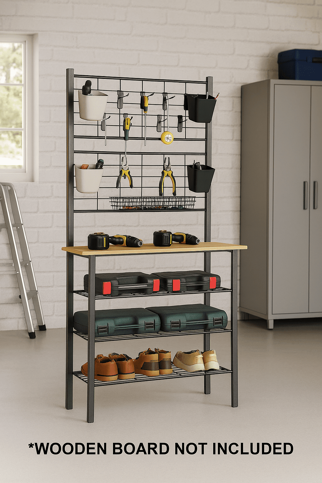 Proman Products Handyman Garage 4-Tier Storage Shelf Rack with Accessories for Garage, Kitchen, Home, Bathro0m, 30.5" W x 12" D x 66" H