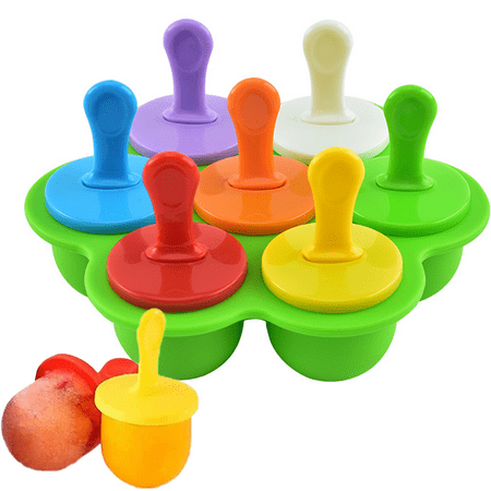 

Popsicles Molds 7-cavity Mini Ice Pop Molds Food Grade Baby Popsicle Molds Food Freezer Tray Summer Popsicle Maker Silicone Popsicle Molds Green