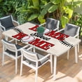 thumbnail image 2 of White Red Baseball Table Cloths for 6 Foot Rectangle Tables, Modern Art Funny Words Patio Waterproof Elastic Fitted Tablecloths, Washable Rectangular Table Cover for Camping, 2 of 8