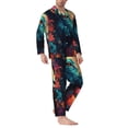 thumbnail image 2 of Salouo Colorful Flower Goat Print Button-Front Long Sleeve Pajama Set for Men, Soft 2Pjs Men's Long Sleeve Sleepwear-XX-Large, 2 of 7
