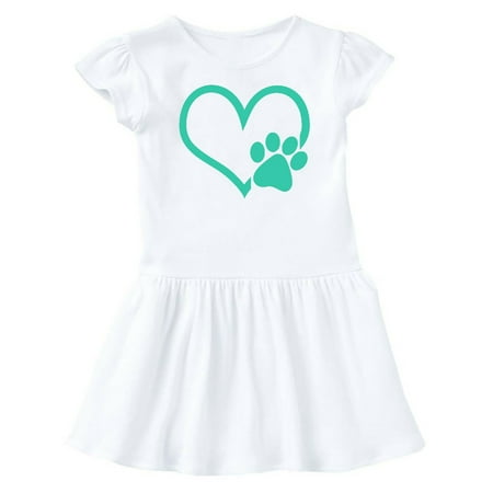 

Inktastic Teal Heart With Paw Print Gift Baby Girl Dress