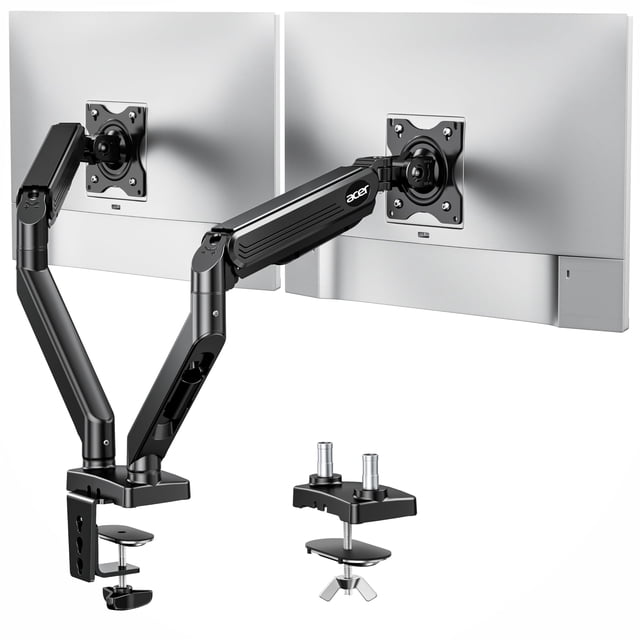 Acer Dual Monitor Arm for 17-32 Inch Screens, Adjustable Monitor Mount, Double Monitor Stand for Desk, Gas Spring for Curved Flat Screens, Tilt Swive