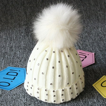 

Gotyou Hats Children s Baby Warm Winter Woolen Knitted Hat with Dot Drill Wool Edging
