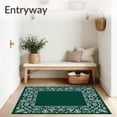 thumbnail image 3 of ODIKA 6'x9' Machine Washable Non-Slip Area Rug, Elegant Snowflake and Fir Branch Interlocking High Traffic Rug, Green, 509135, 3 of 7