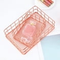 thumbnail image 3 of Iron Storage Baskets Desktop Debris Box Rose Gold Modern Metal Wire Mesh Racks, 3 of 6
