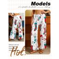 thumbnail image 6 of QAFOPEH Women Christmas Day Print Drawstring Wide Leg Long Pant, 6 of 7