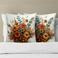 thumbnail image 3 of Fall Flowers Throw Pillow Covers 20x20 Inch Set of 2 - Orange Floral Leaves Plant Autumn Harvest Decoration Pillowcases Cushion Cover for Bedroom Couch Sofa Home Porch, 3 of 6