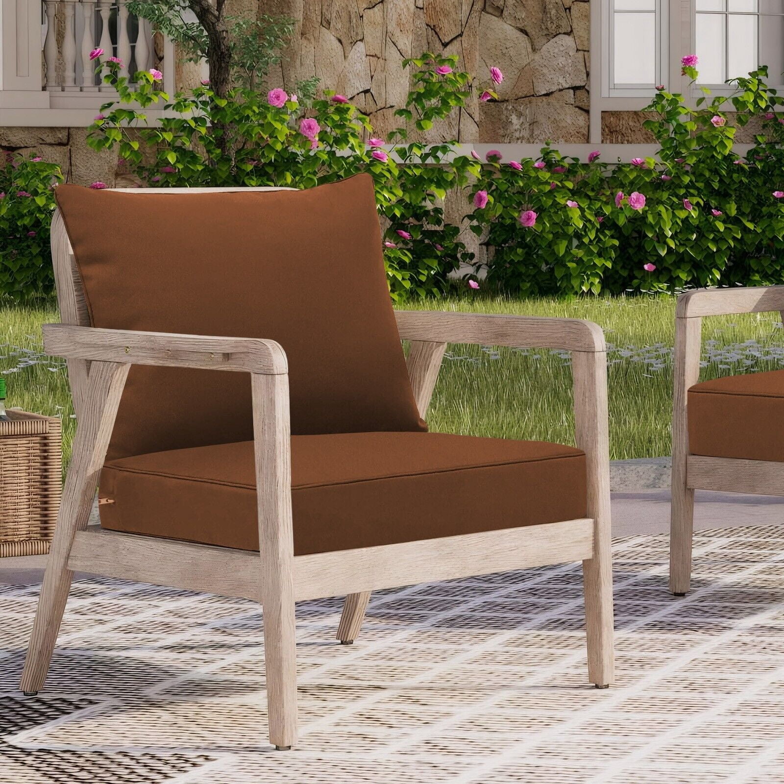 JIAN YA NA Outdoor Seat Cushion Set, Patio Sofa Chair Furniture Seat & Back Cushions, Waterproof Sectional Sofa Pads, 22 x 22 x 4 Inch, Brown