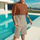 thumbnail image 3 of Pantalones Elásticos de la Cintura de los Hombres de la Impresión de los Pantalones Cortos Delgados Deportivos, Cuello Redondo de la Blusa de Manga Corta, 3 of 5